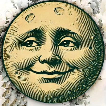 "Smiling Moon" Vintage Metal Tin Sign – Wall Art.
