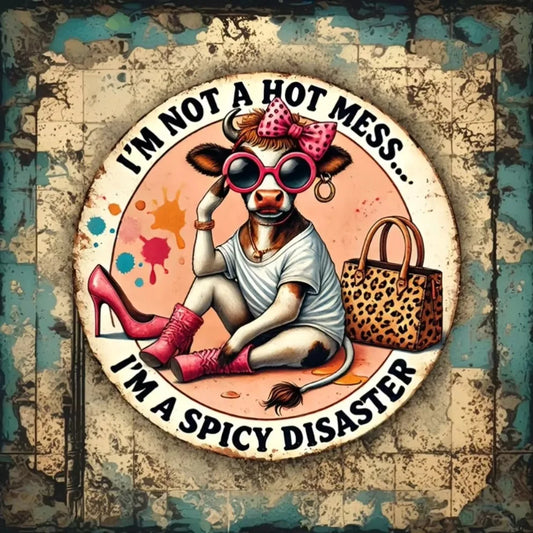 Whimsical Cow in Pink Outfit Wall Art | Vintage Decor