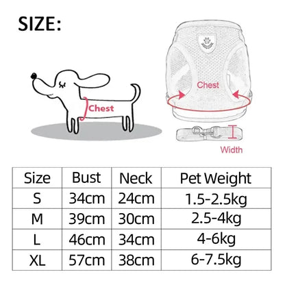 Polyester Adjustable Mesh Harness & Walking Leash