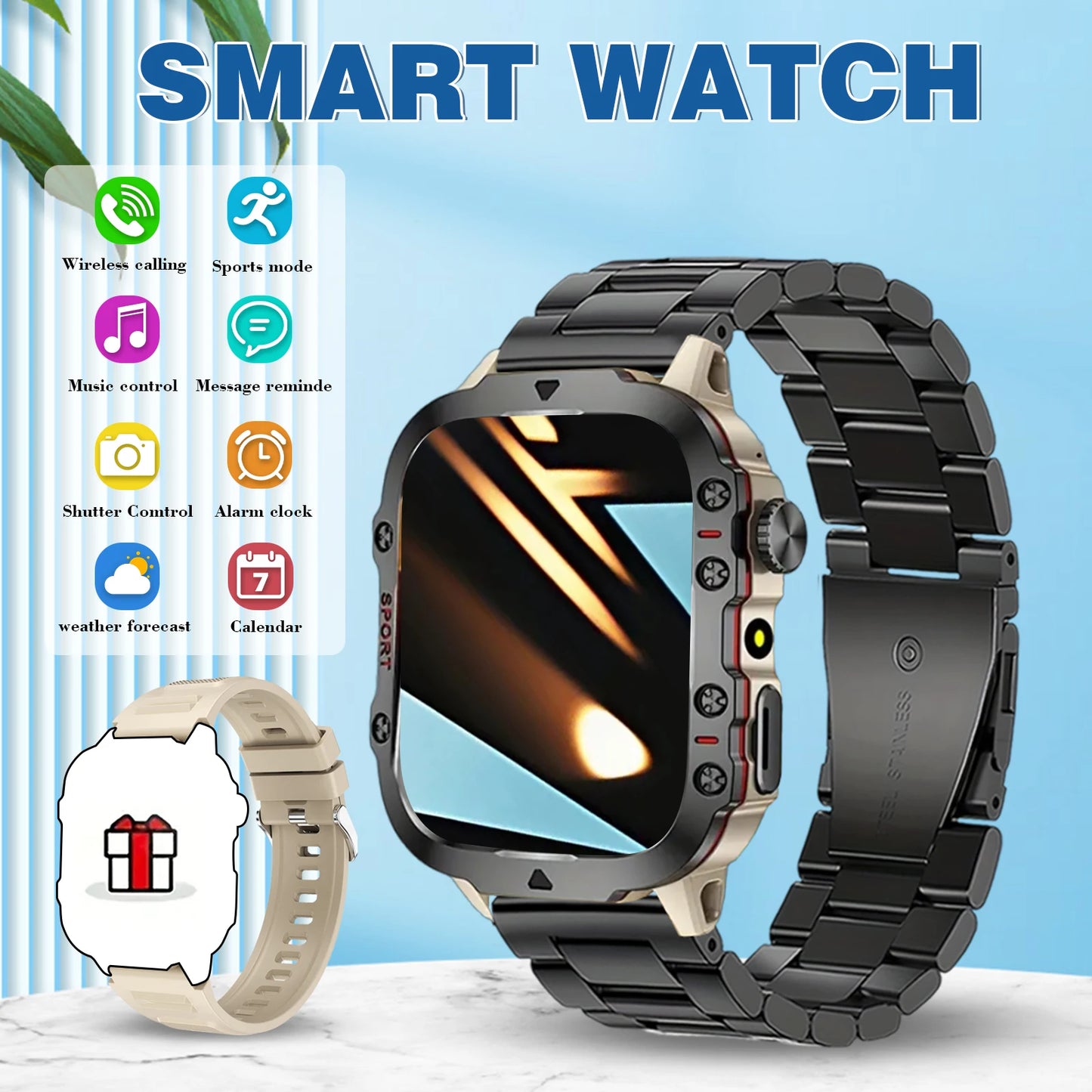 Smart Watch With Flashlight Function, Suitable For Iphone And Android Phones