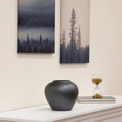 Ceramic Round Urn Vase Fresh Flowers Dried Stems Indoor  Sophisticated Design