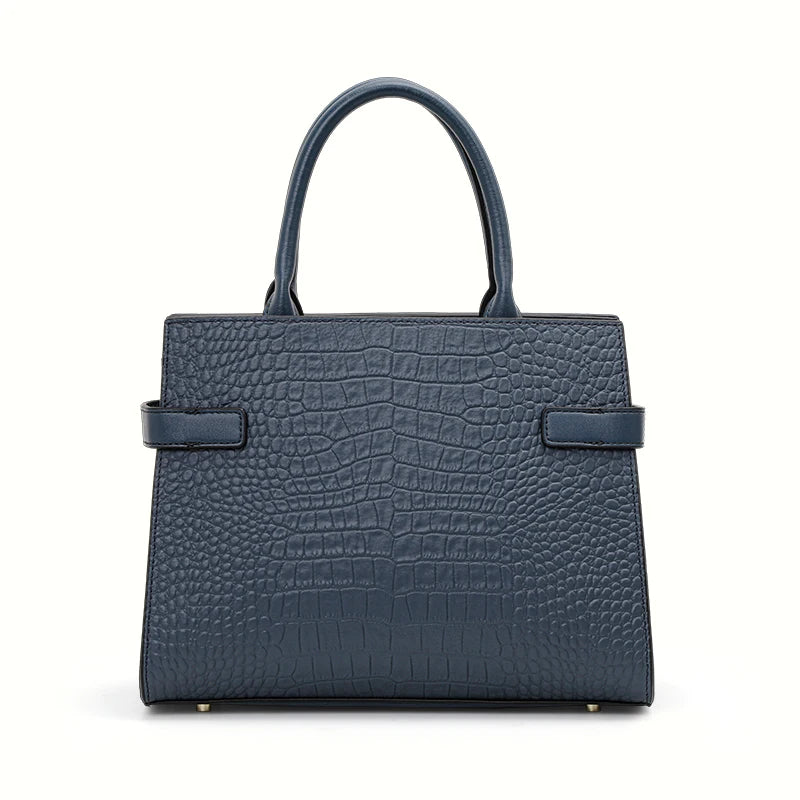 Luxury Crocodile Pattern Genuine Leather Women's Bag Large