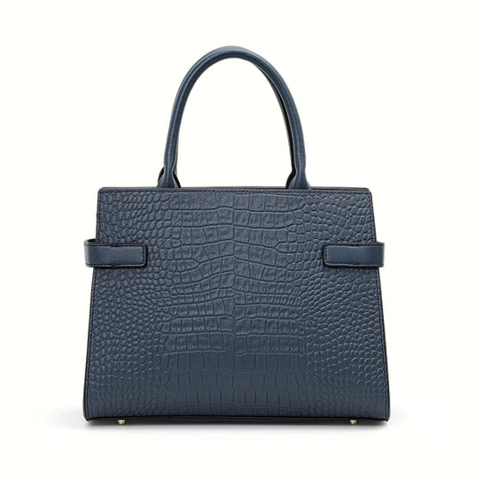 Luxury Crocodile Pattern Genuine Leather Women's Bag Large