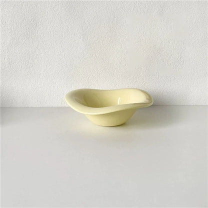 Ins Ceramic Saucer Korean Style Dessert Yogurt Oats Bowl Cream Color Fruit