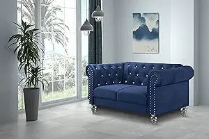 Velvet Two Seater Chesterfield Style Loveseat for Small Spaces