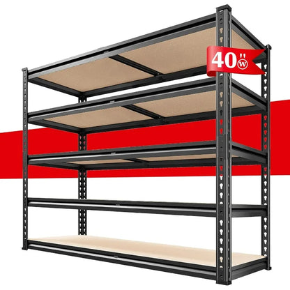 2500LBS Garage Shelving 72''H Storage 5 Tier Metal Shelves Adjustable