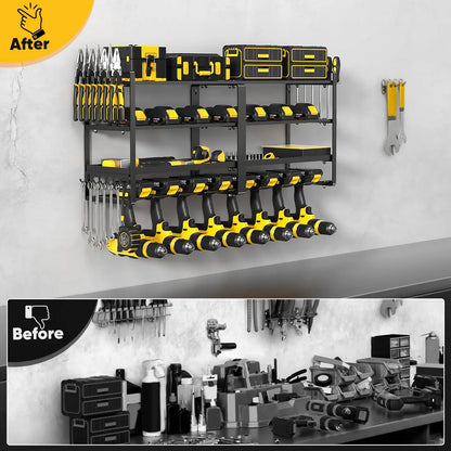 Power Tool Organizer Wall Mount,  Heavy Duty Drill Holder, 4 Layer Garage and Storage,