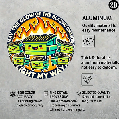 8x8" Vintage 'Dumpster Fire' Metal Sign,