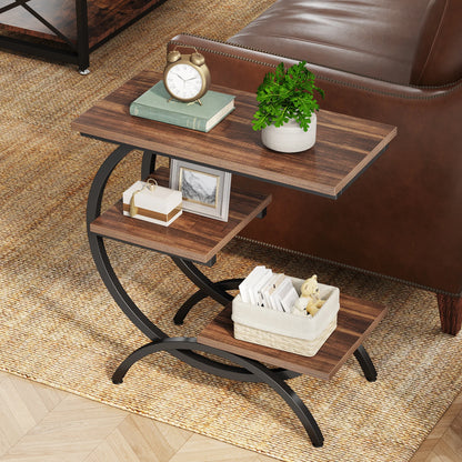 C-Shaped End Table, 3-Tier Small Table