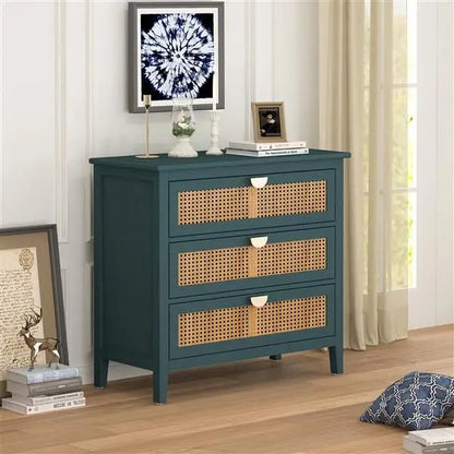 3 Drawer Cabinet,Natural rattan,American Furniture