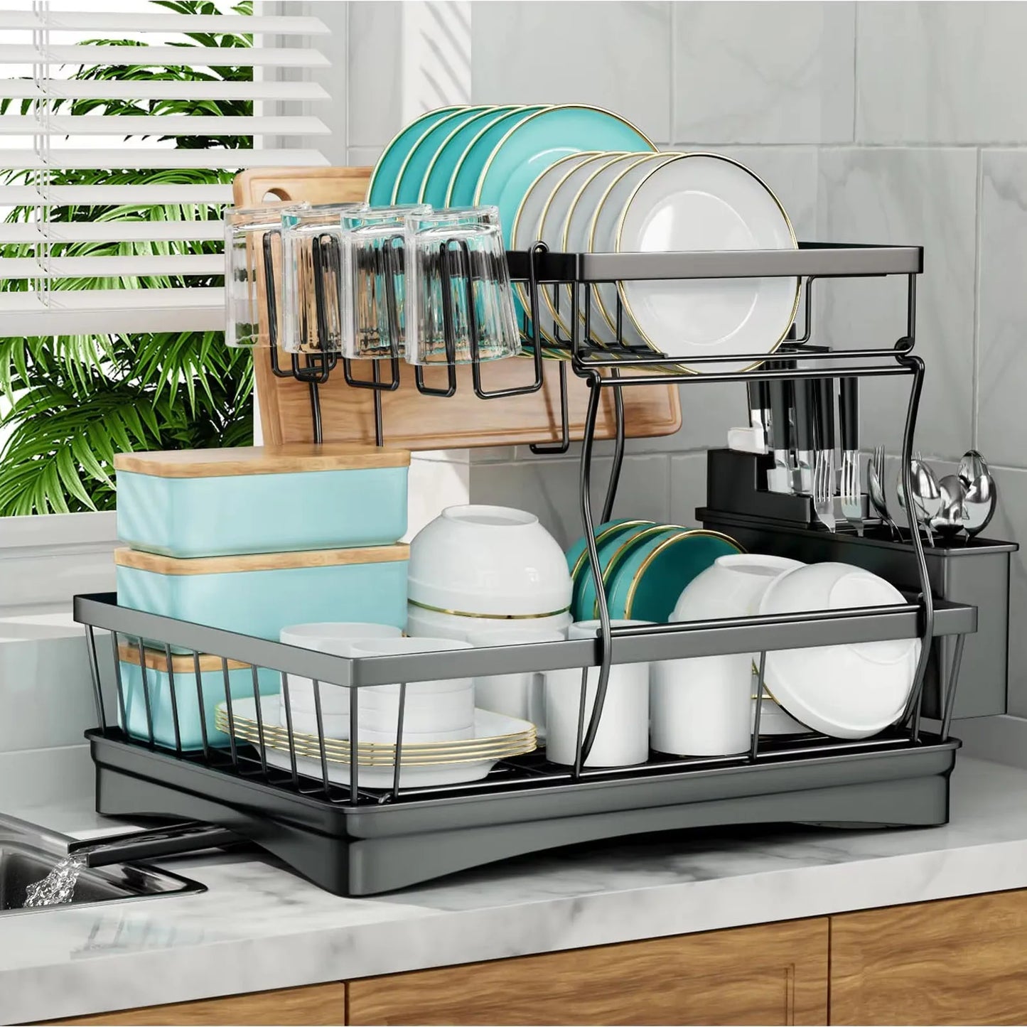 Large 2-tier dish drying rack,Metal
