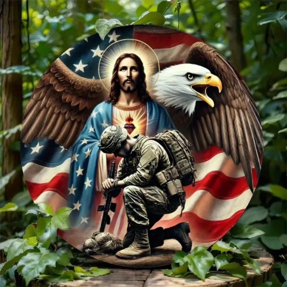 "God Bless Our Military" Iron Decor – Patriotic 2D Art |