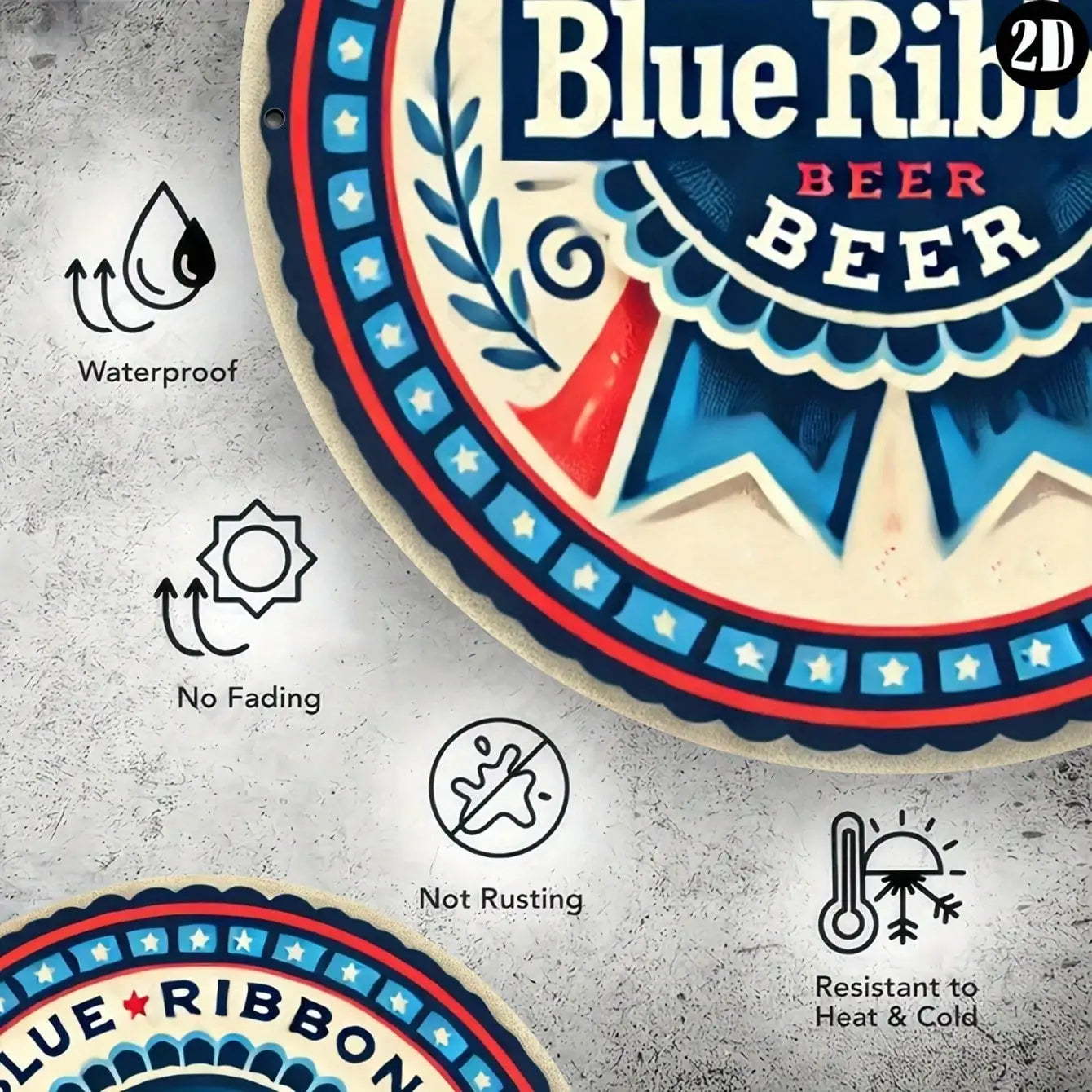 8x8" Retro Pabst Blue Ribbon Beer Metal Sign