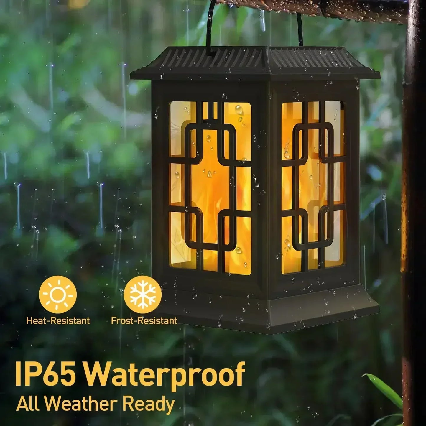 Waterproof Hanging Solar Light, Garden Solar Flame Light LED Lantern