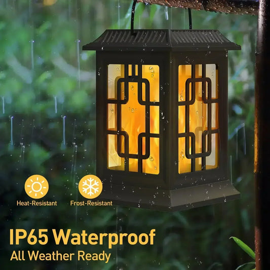 Waterproof Hanging Solar Light, Garden Solar Flame Light LED Lantern
