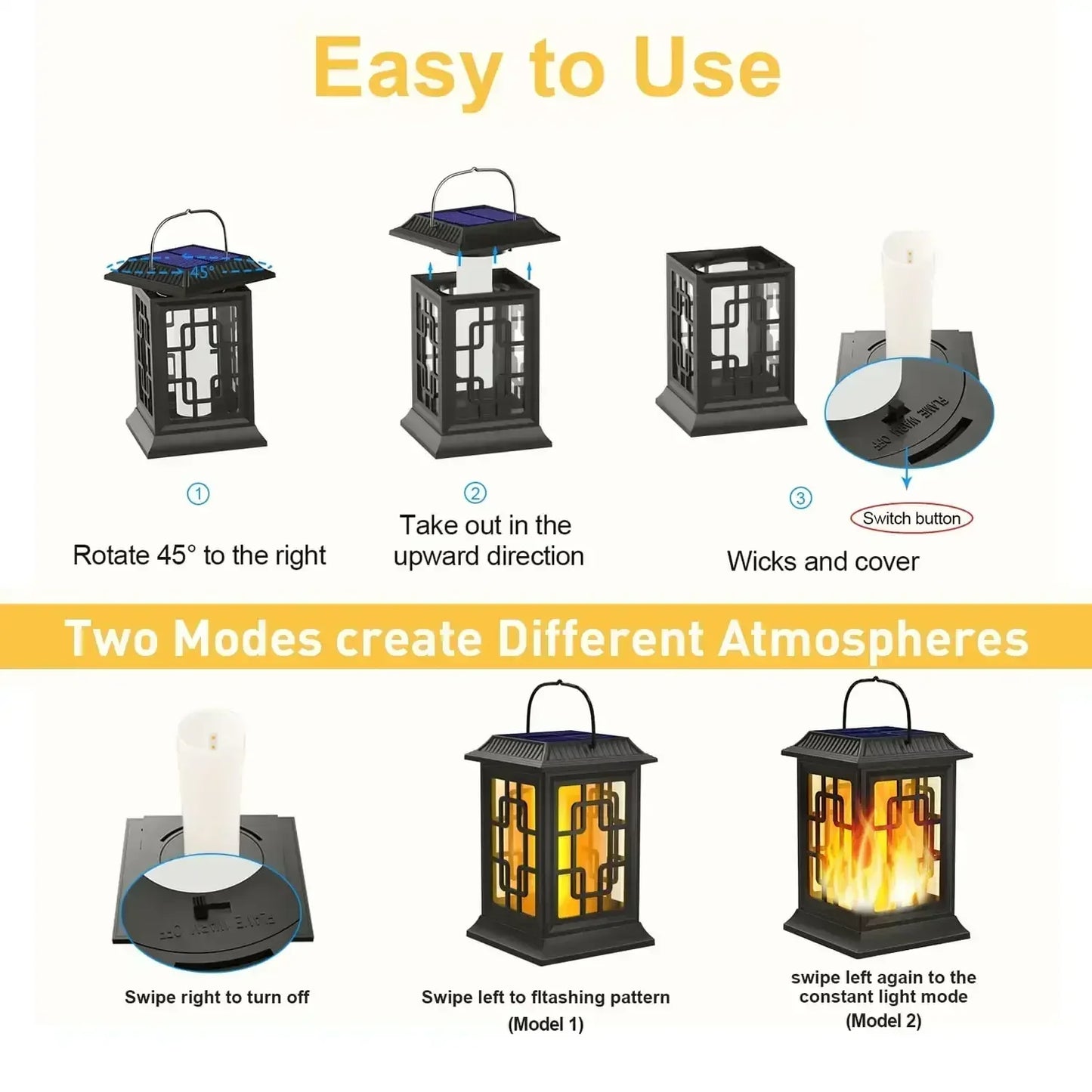 Waterproof Hanging Solar Light, Garden Solar Flame Light LED Lantern