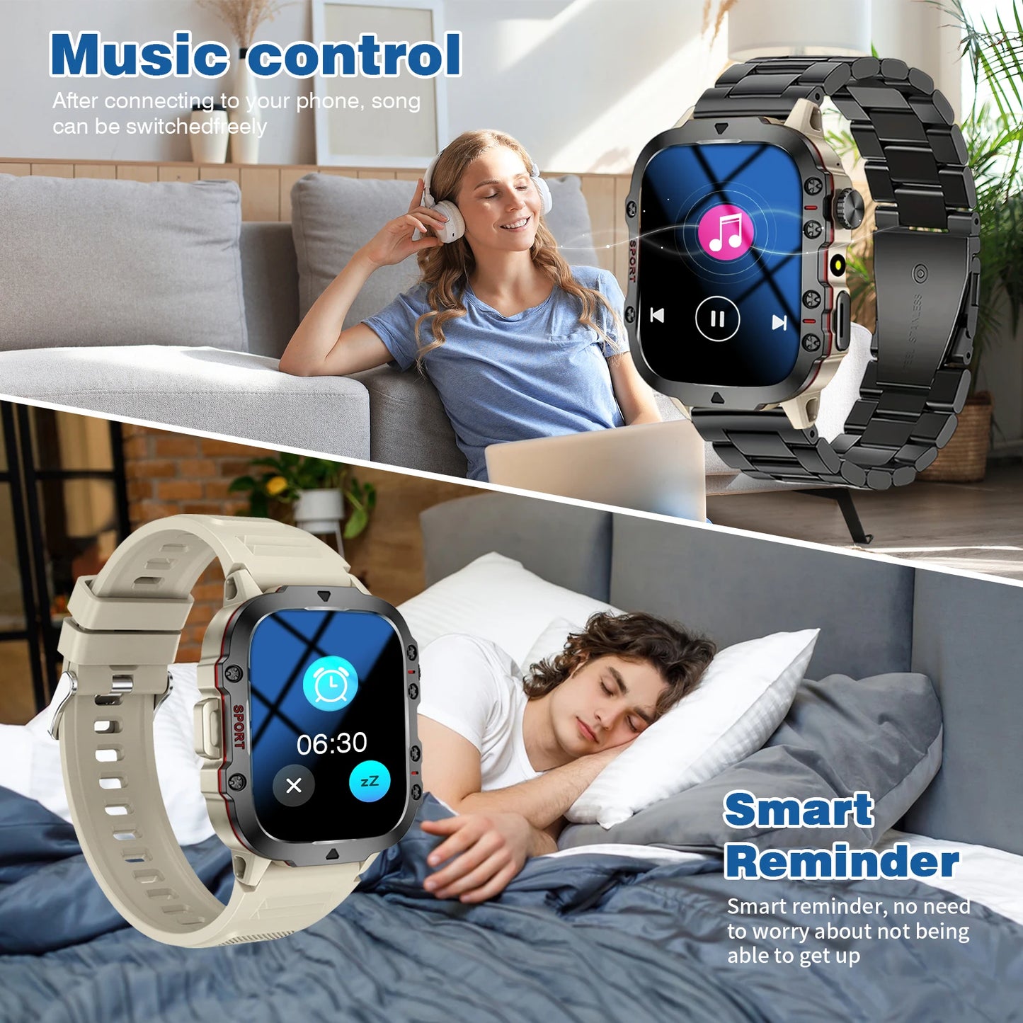 Smart Watch With Flashlight Function, Suitable For Iphone And Android Phones