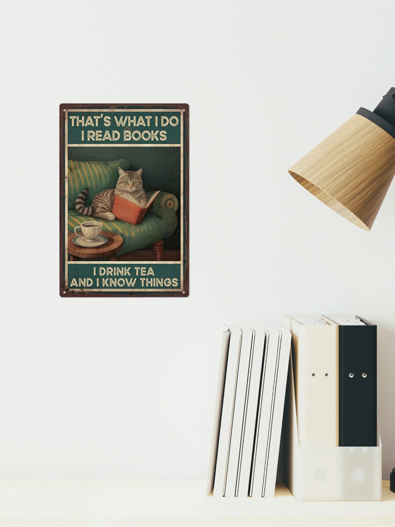 1pc Cat Metal Plaque, Retro