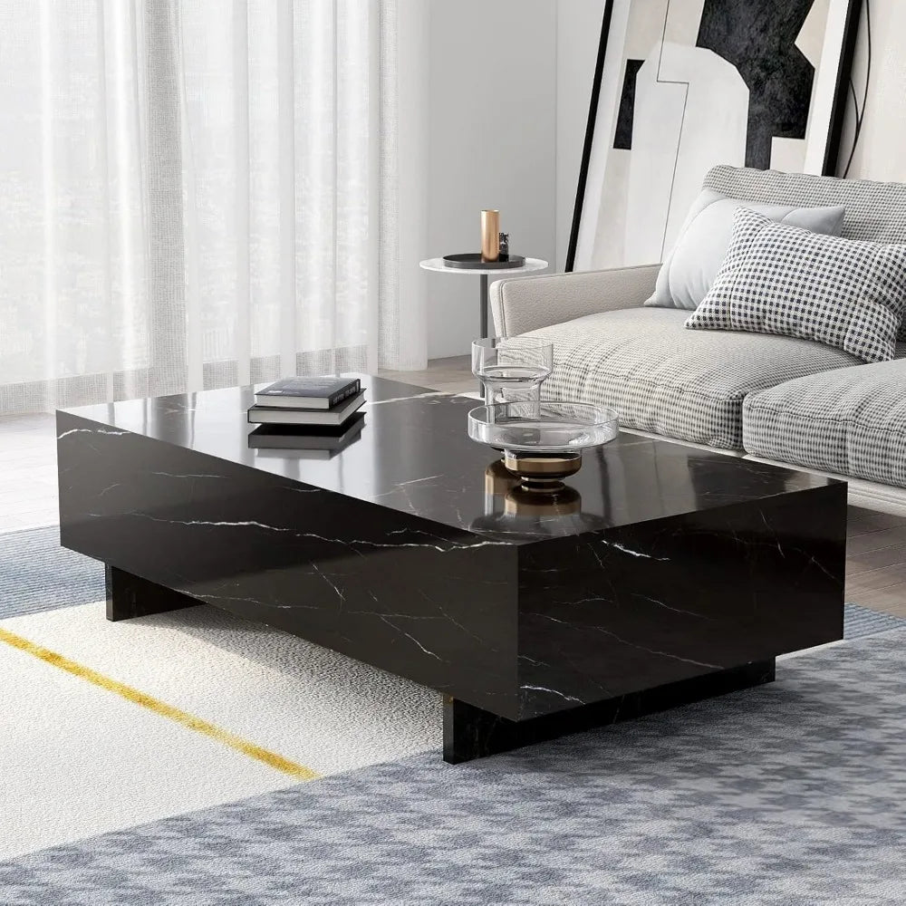 Marble Rectangle Coffee Tables ,Contemporary High Gloss Elegant
