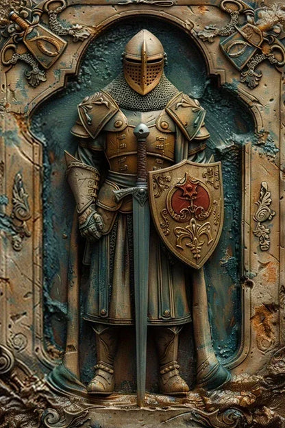 Vintage Metal Knight Assassin Sign