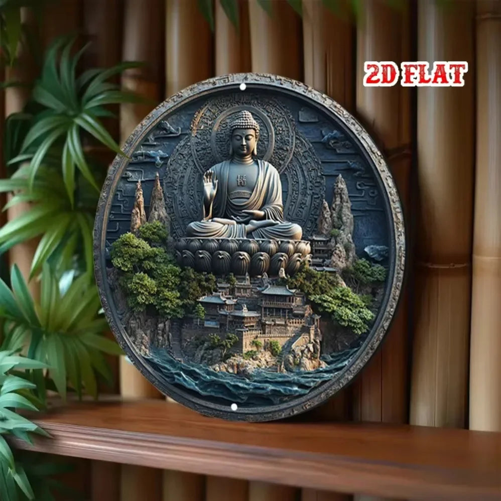 Zen Garden Metal Wall Art–Rustic Buddhist Decor