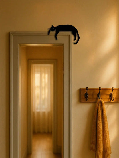 Gothic Boho Black Cat Silhouette Wall Art – Versatile Decor for Spooky Seasons