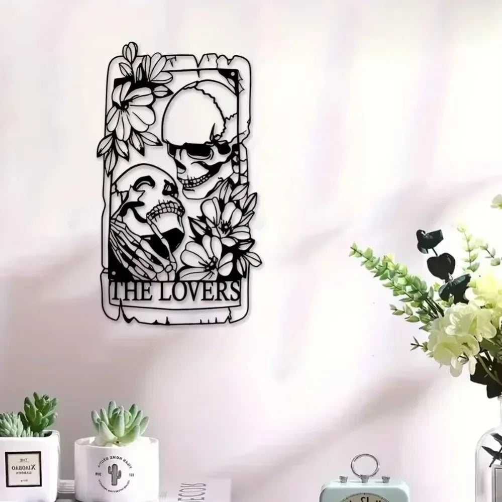 Bohemian-Gothic Metal Skull Wall Art