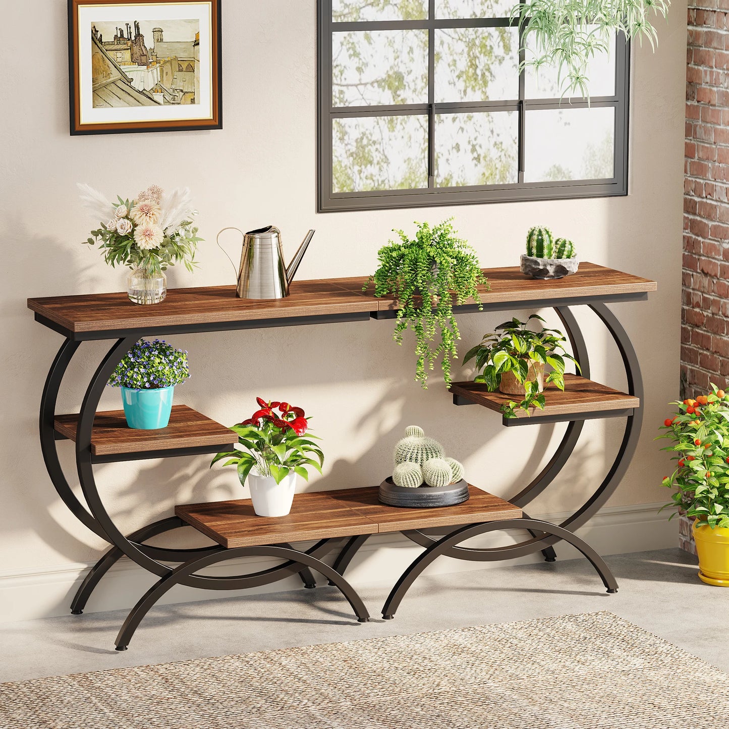 C-Shaped End Table, 3-Tier Small Table