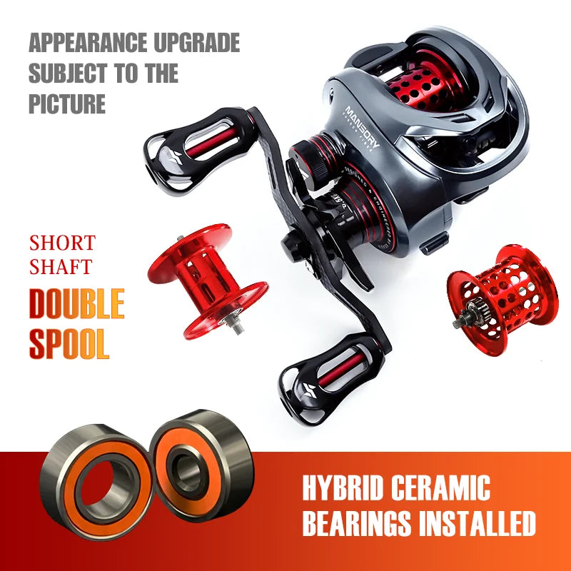 Baitcasting Fishing Reel 146g Ultralight Carbon  Ceramic Bearing Double Spools Seawater