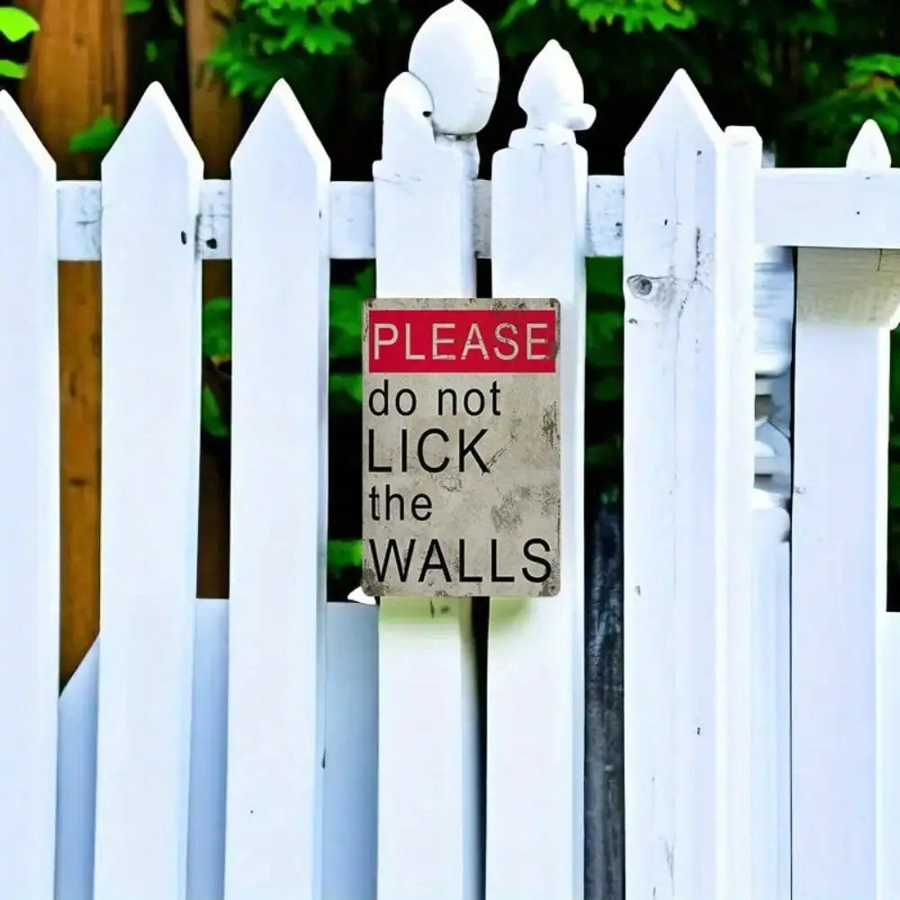 1PC Funny "Please Don't Lick Walls" Metal Sign, High-Quality Tin Wall Art, Fun Gift