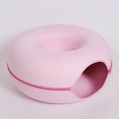 Donut Cat Bed Interactive Tunnel Pet Felt Indoor  House Kitten Training Toy