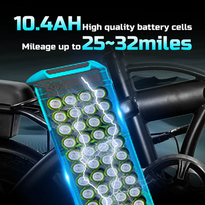 14inch Electric Bike, 20 MPH,48V Removable Battery,400W Motor, Adult Folding Electric Bicycle