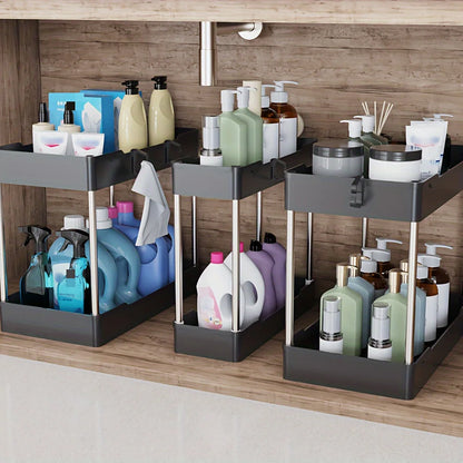 3pcs Under Bathroom Sink Organizers – Countertop Storage Racks for Cosmetics