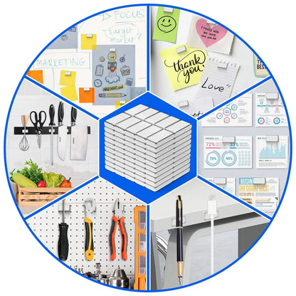 100/200/400/600 PCS Silver rectangular magnets, Double-Sided Adhesive, Perfect for Fridge, Garage