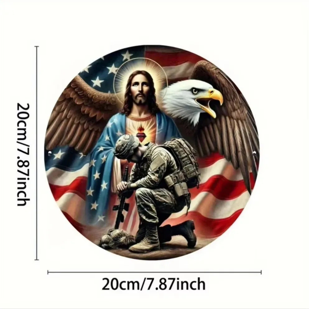 "God Bless Our Military" Iron Decor – Patriotic 2D Art |