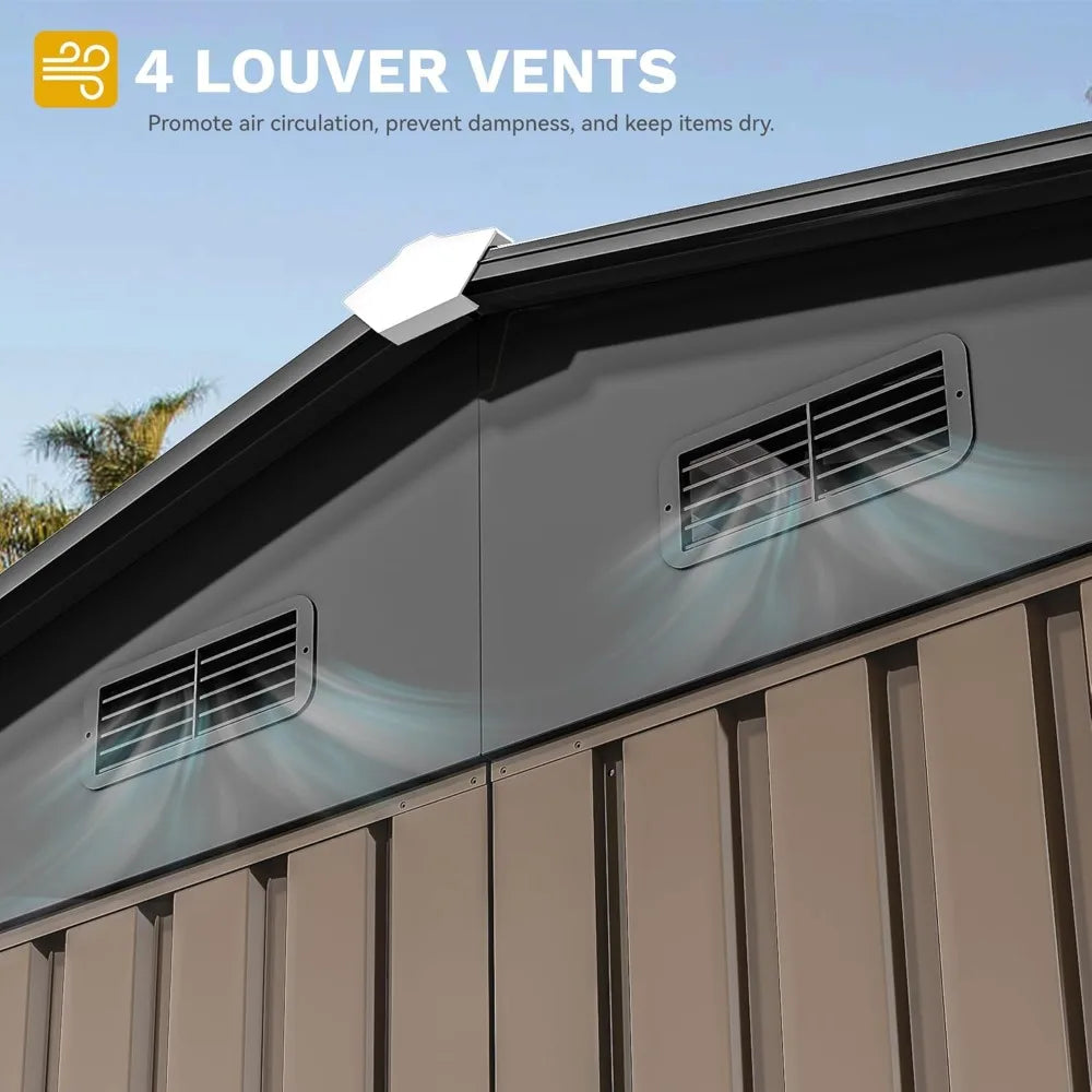 10x8ft Metal Outdoor Storage Shed, Waterproof  Unit with Lockable Door and Vents,