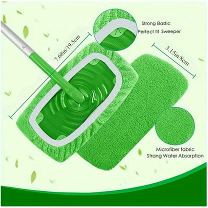 12 Piece Washable Green Mop Cloth, Perfect for Home and Office
