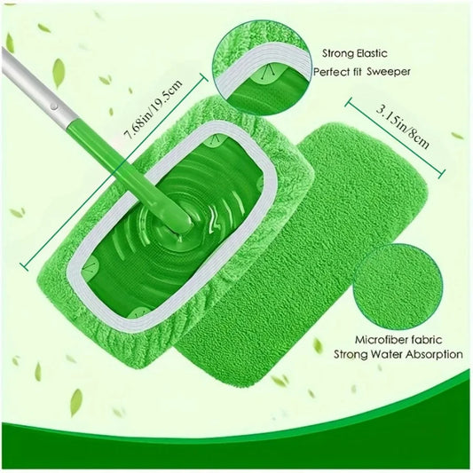 12 Piece Washable Green Mop Cloth, Perfect for Home and Office