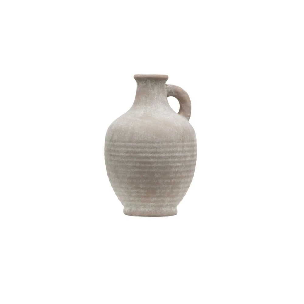 Indoor Ceramic Handled Jug Antique Style European Decor  7 Inch