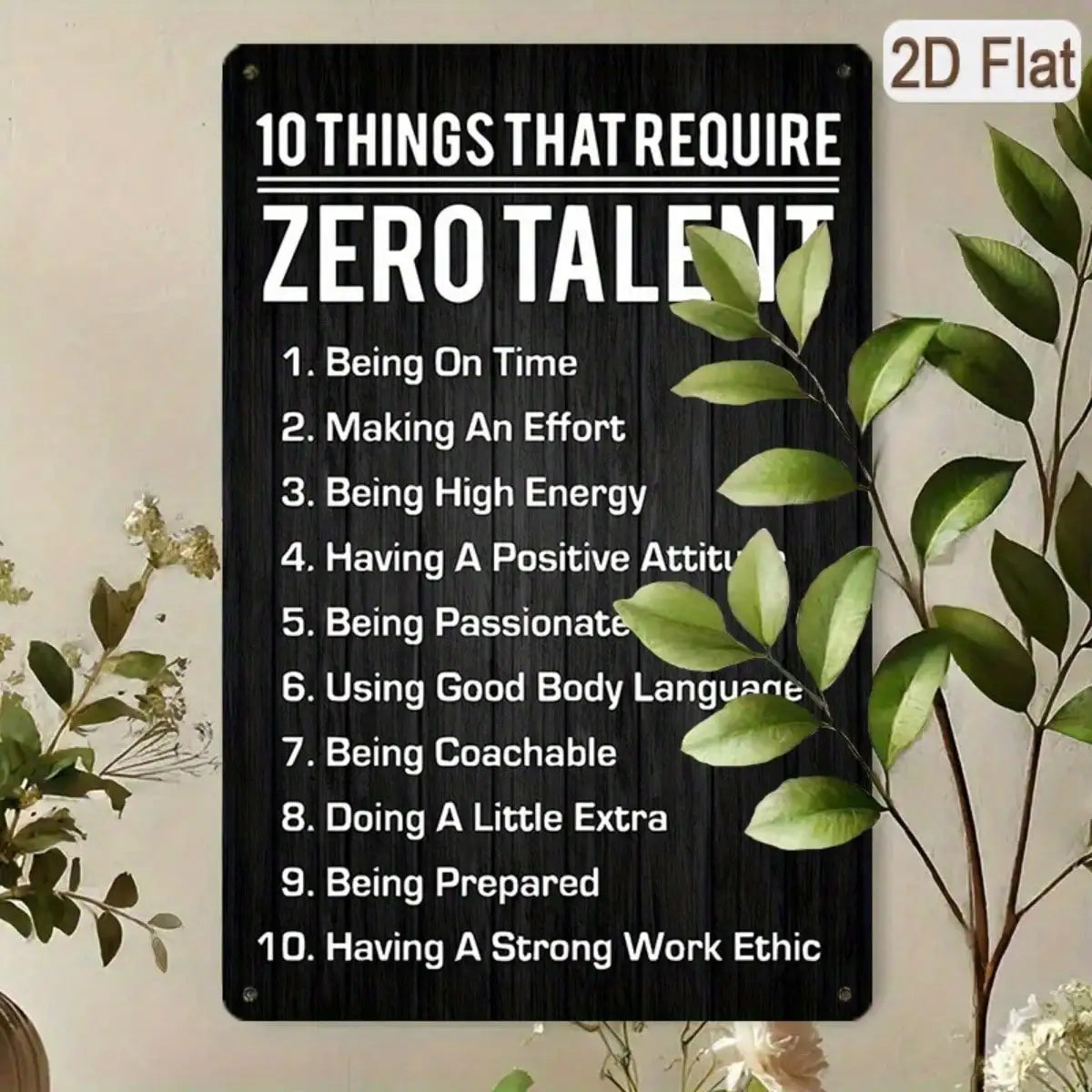 1PC Tin Sign Zero Talent List - Motivational Quote Wall Art, 8x12 Inches/20x30 Cm