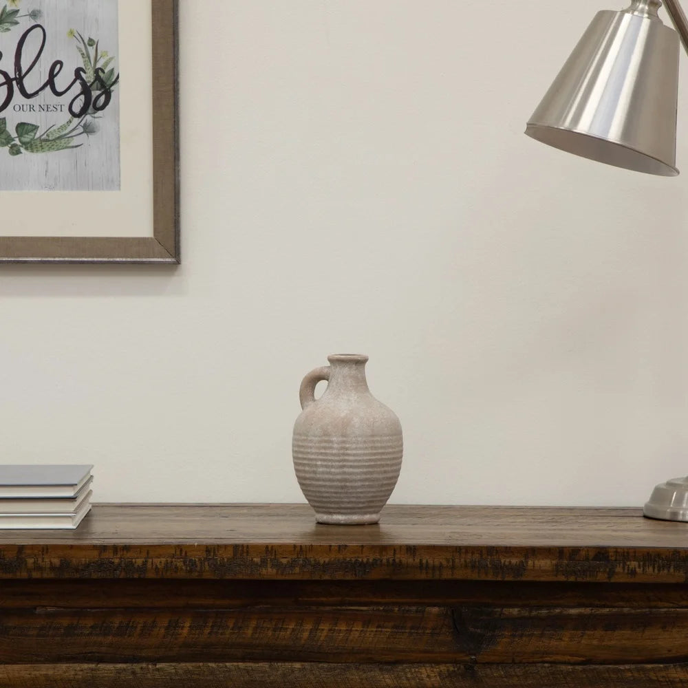 Indoor Ceramic Handled Jug Antique Style European Decor  7 Inch