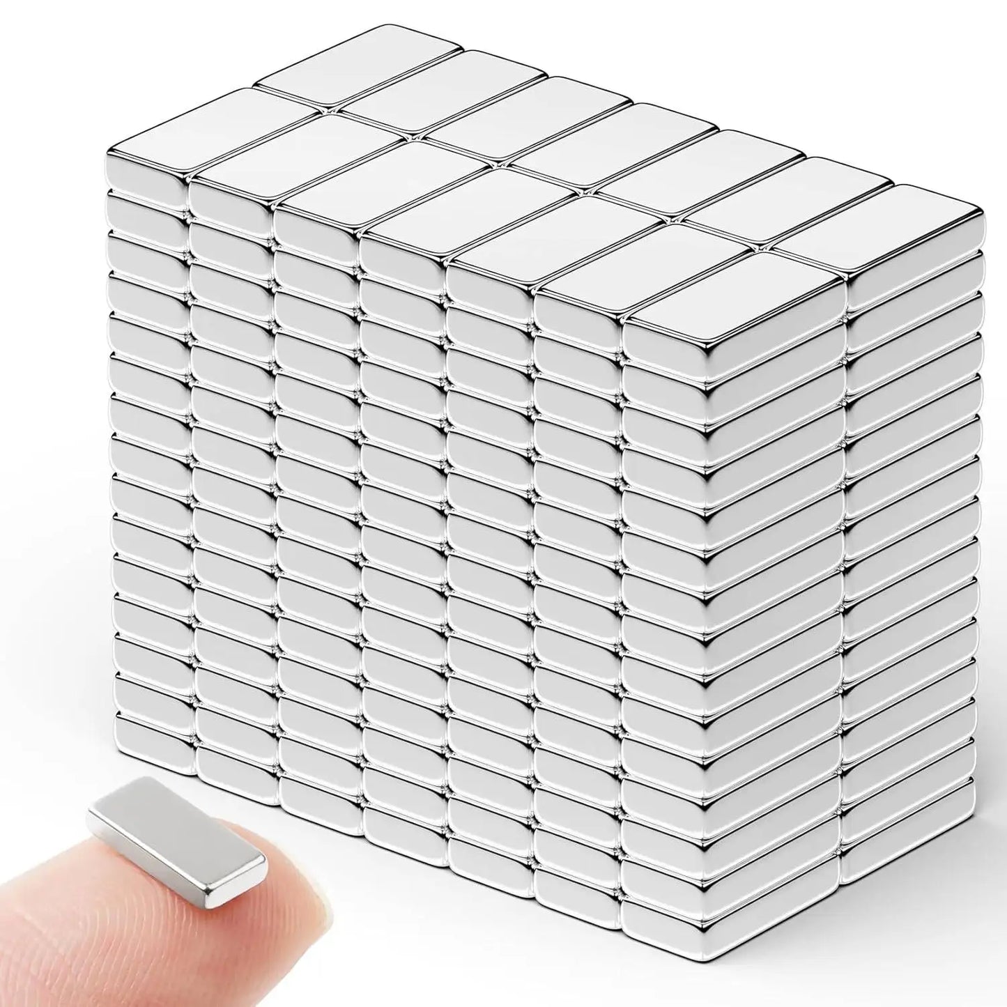 100/200/400/600 PCS Silver rectangular magnets, Double-Sided Adhesive, Perfect for Fridge, Garage