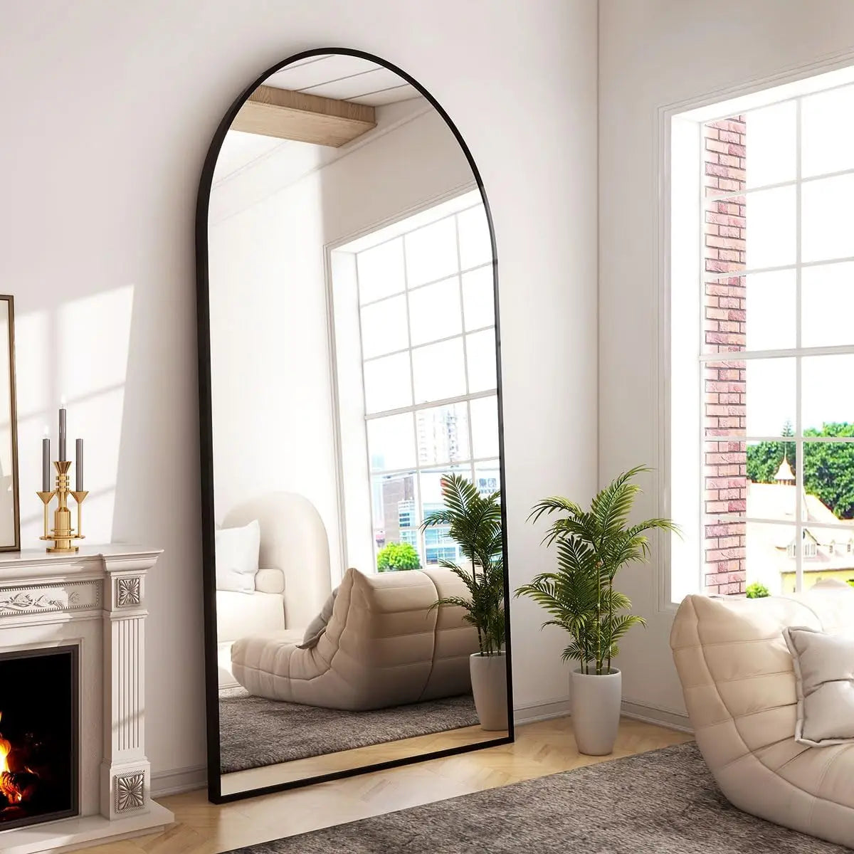 34x76 inch Wall Mount Arched Full Length Mirror-Aluminum Alloy
