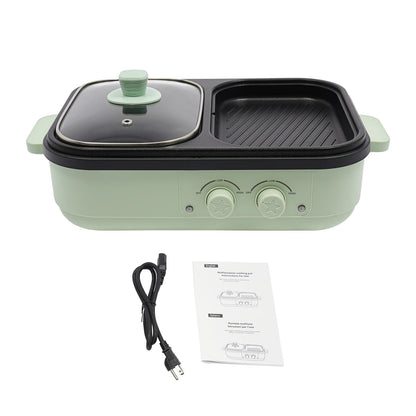 2-in-1 Hot Pot and Grill: Dual Heating Zones for Simultaneous Cooking,