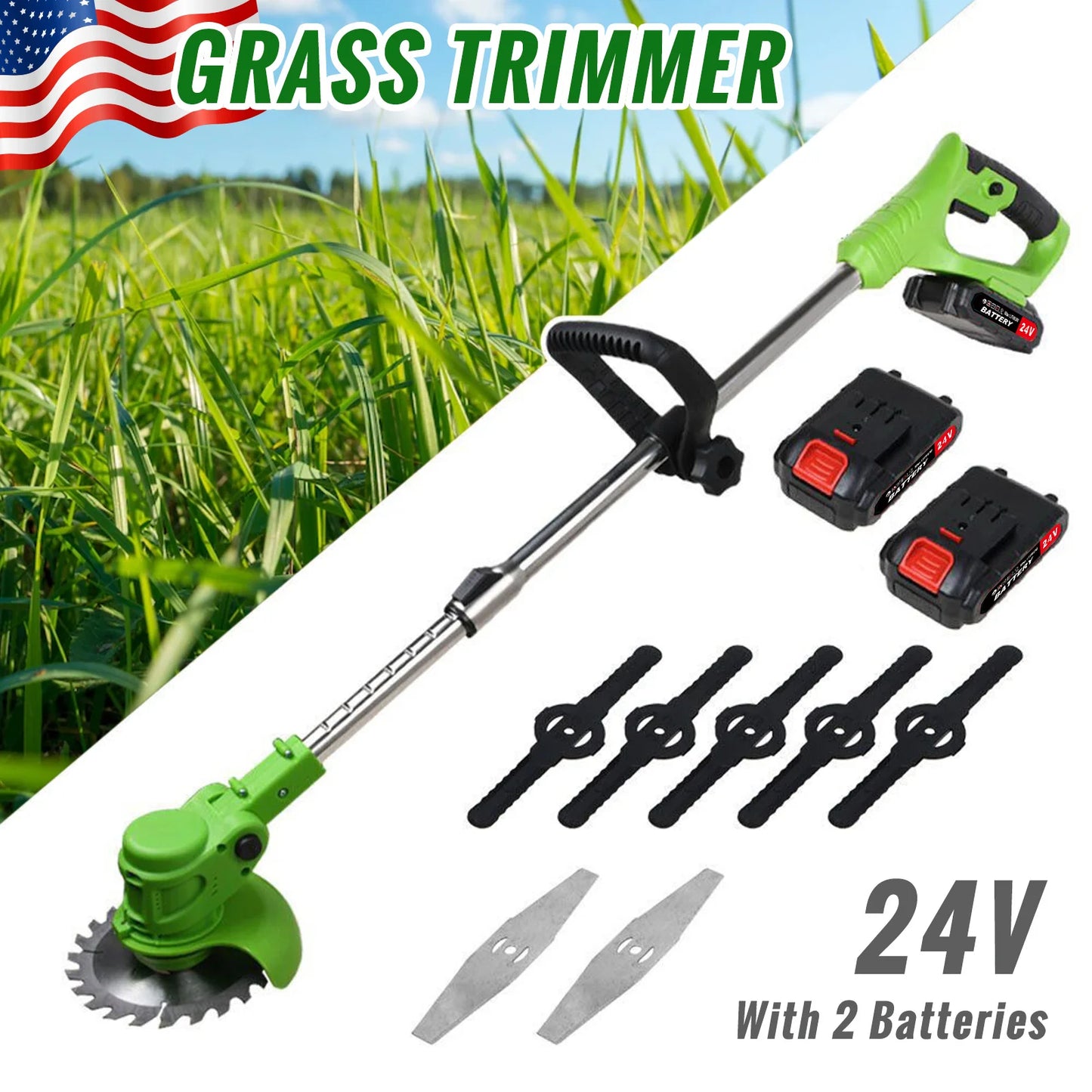 Weed Trimmer Lawn Electric Brushles 2-in-1 Cordless String Grass Trimmer