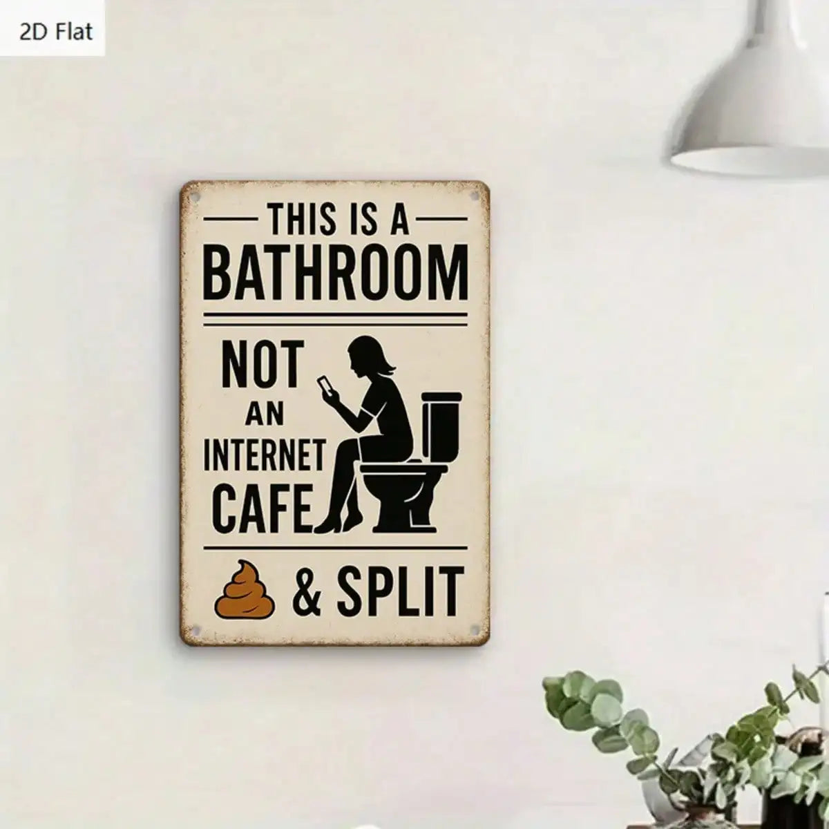 1PC Tin Sign Bathroom Humor - Vintage Style Wall Art