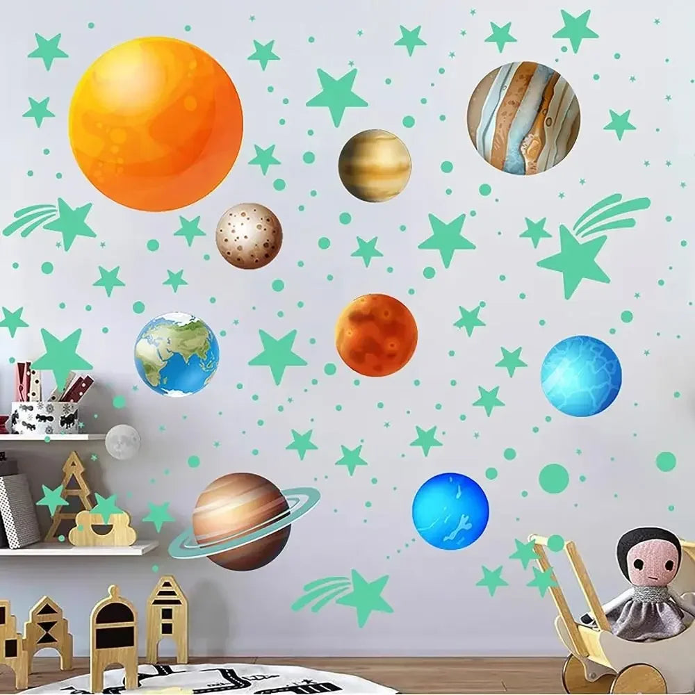 Stars Wall Stickers Glow Planet Wall Stars