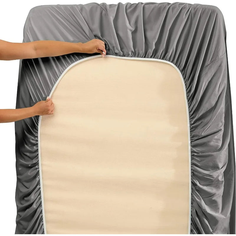 Extra Deep Pocket King Size Sheets Sets - Fits Mattress 18-24 In- Grey Sheets