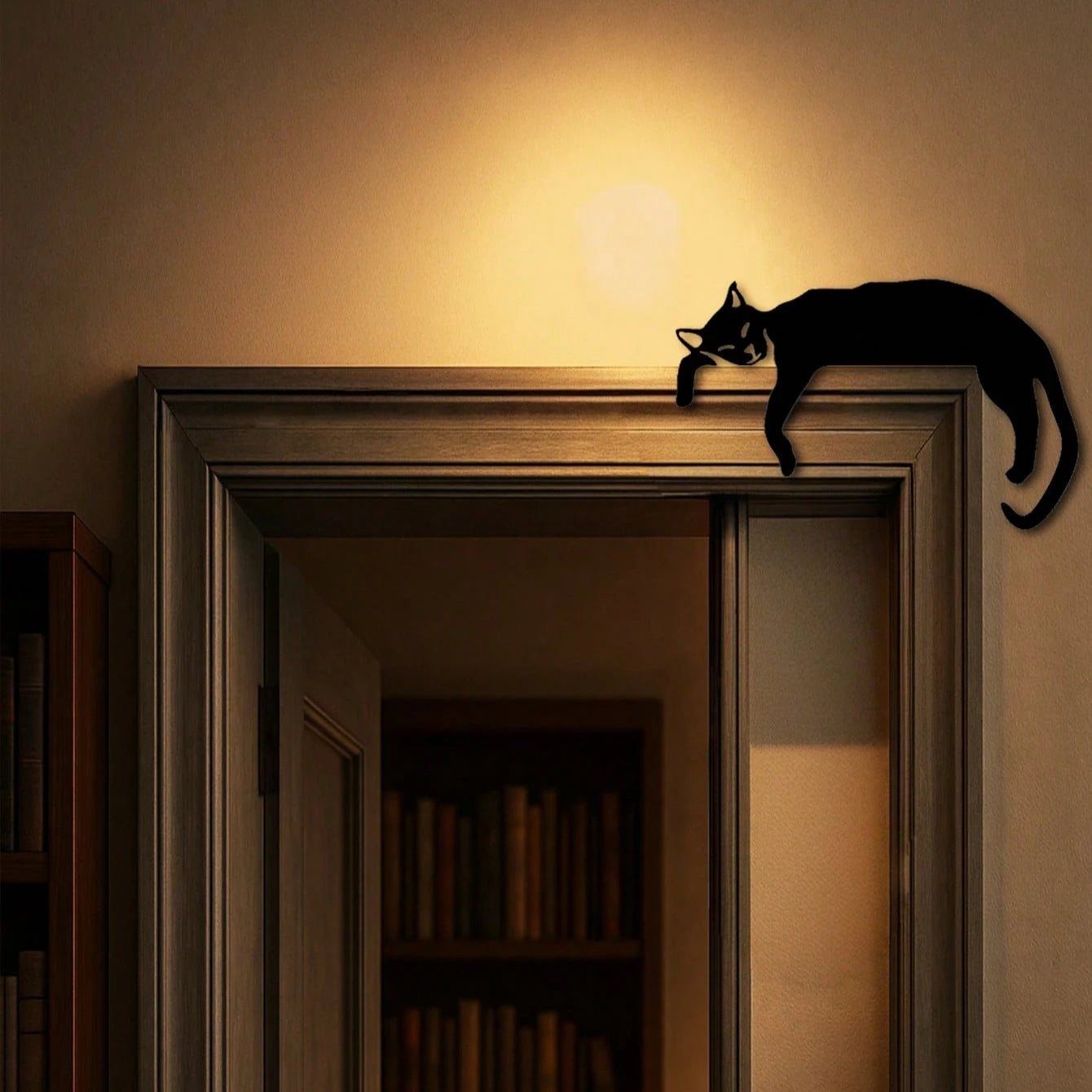 Gothic Boho Black Cat Silhouette Wall Art – Versatile Decor for Spooky Seasons