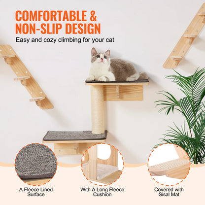 Wall Mounted Cat Shelves and Perches with Jumping Boards Hammocks & Cat Tree Shelves